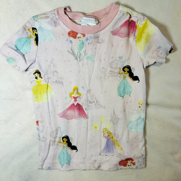 Pottery Barn Kids | Organic Disney Princess Shorts Pajamas Set | Light Pink - Picture 4 of 6